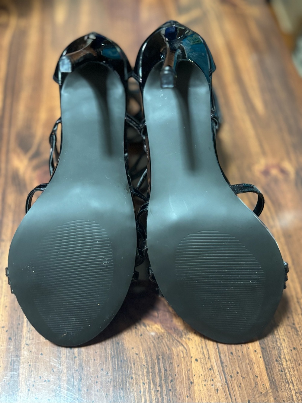 Black Strappy Gladiator Stiletto Heels—size 11 - Picture 5 of 7